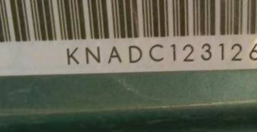 VIN prefix KNADC1231261