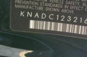 VIN prefix KNADC1232160