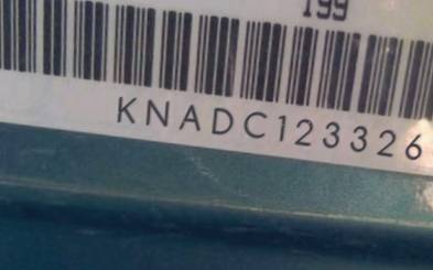 VIN prefix KNADC1233260