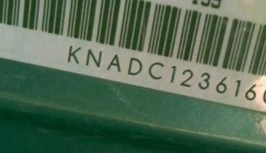VIN prefix KNADC1236160
