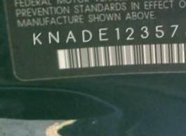 VIN prefix KNADE1235762
