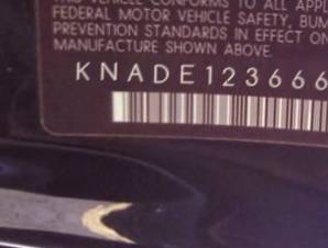 VIN prefix KNADE1236660
