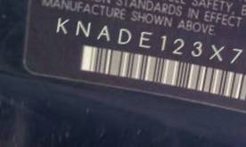 VIN prefix KNADE123X761
