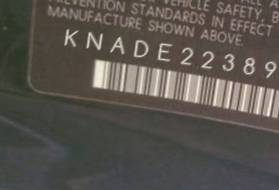 VIN prefix KNADE2238964