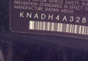 VIN prefix KNADH4A32B68