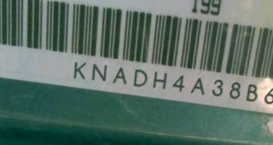 VIN prefix KNADH4A38B68