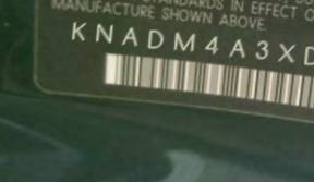 VIN prefix KNADM4A3XD63