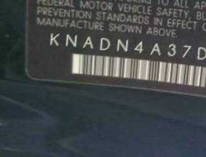 VIN prefix KNADN4A37D61