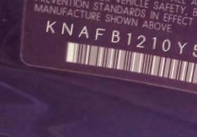 VIN prefix KNAFB1210Y59