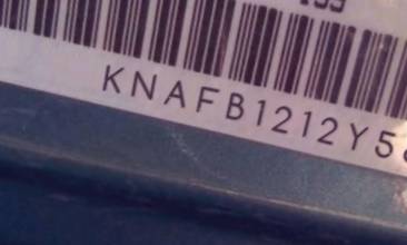 VIN prefix KNAFB1212Y58