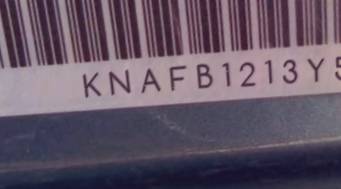 VIN prefix KNAFB1213Y59