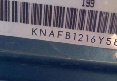 VIN prefix KNAFB1216Y58