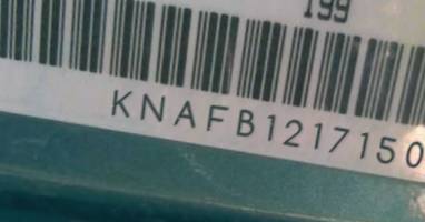 VIN prefix KNAFB1217150