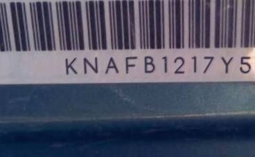VIN prefix KNAFB1217Y59
