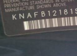 VIN prefix KNAFB1218159