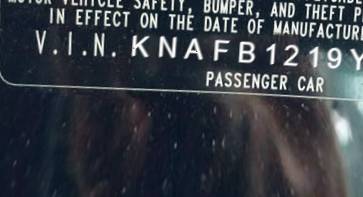 VIN prefix KNAFB1219Y58