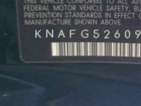 VIN prefix KNAFG5260972