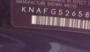 VIN prefix KNAFG5265872