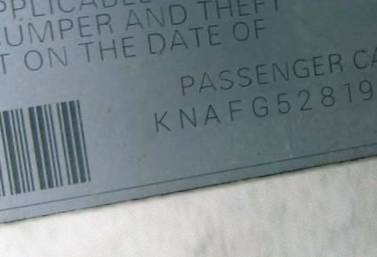 VIN prefix KNAFG5281972