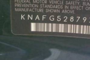 VIN prefix KNAFG5287972