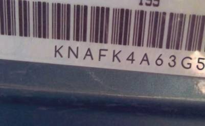 VIN prefix KNAFK4A63G54