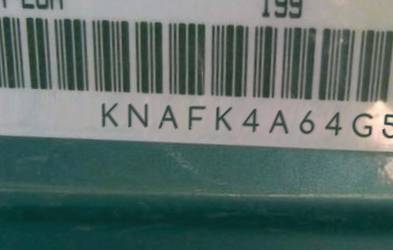 VIN prefix KNAFK4A64G54