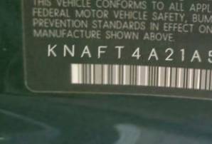 VIN prefix KNAFT4A21A50