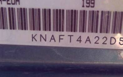 VIN prefix KNAFT4A22D57