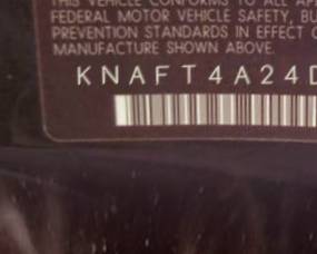 VIN prefix KNAFT4A24D56