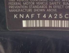 VIN prefix KNAFT4A25C56