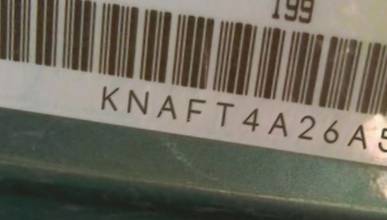 VIN prefix KNAFT4A26A50