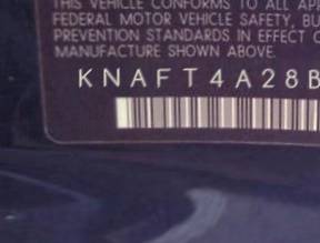 VIN prefix KNAFT4A28B58
