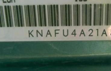 VIN prefix KNAFU4A21A50
