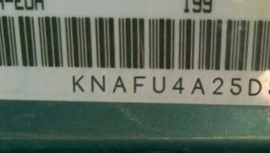 VIN prefix KNAFU4A25D57