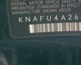 VIN prefix KNAFU4A26B54