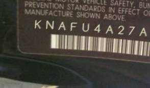 VIN prefix KNAFU4A27A52