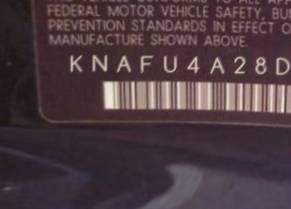 VIN prefix KNAFU4A28D56