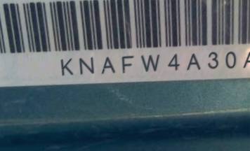 VIN prefix KNAFW4A30A50