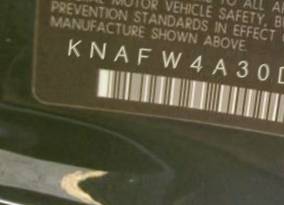VIN prefix KNAFW4A30D57