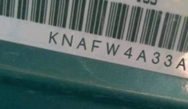 VIN prefix KNAFW4A33A50