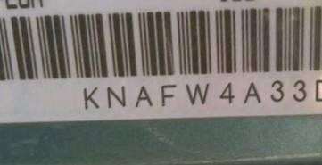 VIN prefix KNAFW4A33D56