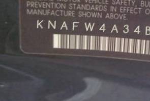 VIN prefix KNAFW4A34B54