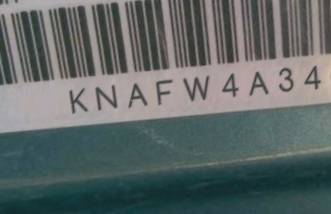 VIN prefix KNAFW4A34C54