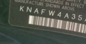 VIN prefix KNAFW4A35A51