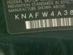 VIN prefix KNAFW4A38A51