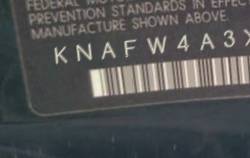 VIN prefix KNAFW4A3XC55