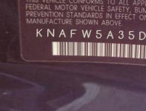 VIN prefix KNAFW5A35D57