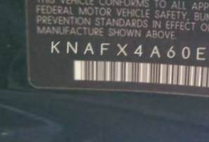 VIN prefix KNAFX4A60E50