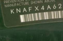 VIN prefix KNAFX4A62F54