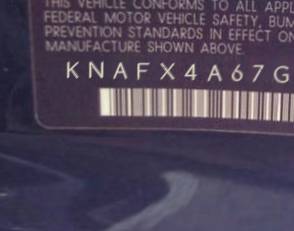 VIN prefix KNAFX4A67G54